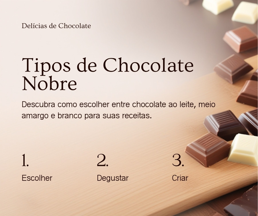 Tipos de chocolate nobre para temperagem Chocolate ao leite, meio amargo e branco: tipos ideais para temperar chocolate em casa