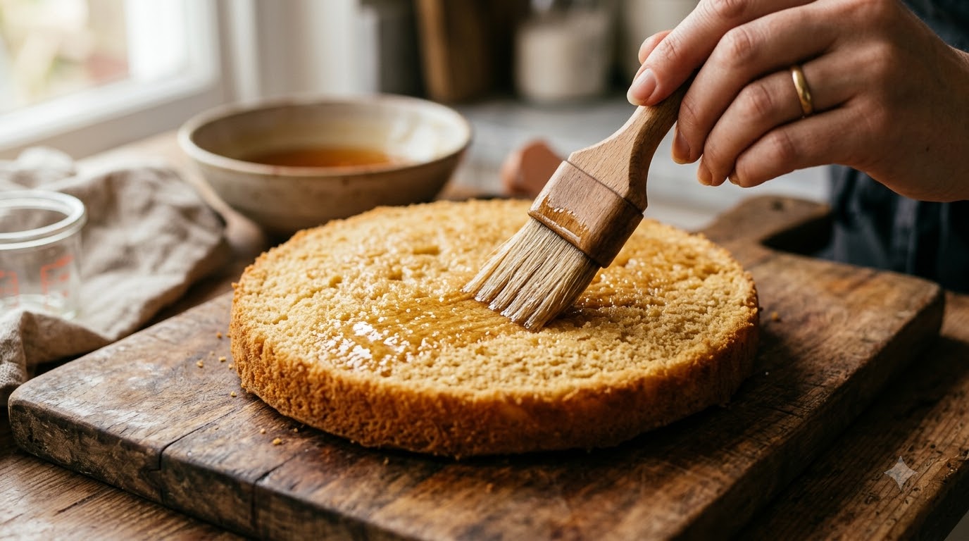 como hidratar bolo com pincel de confeitaria