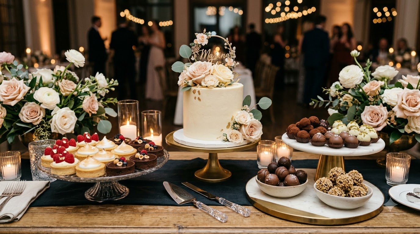 sobremesas para formatura em mesa elegante
